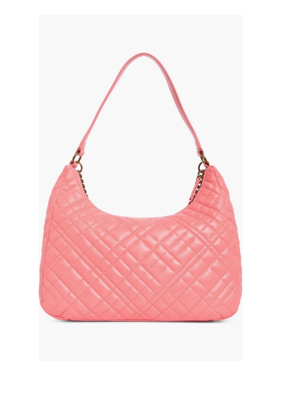 Kurt Geiger Large Pink Quilted Leather Brixton Hobo Style Shoulder Bag - Picture 3 of 4